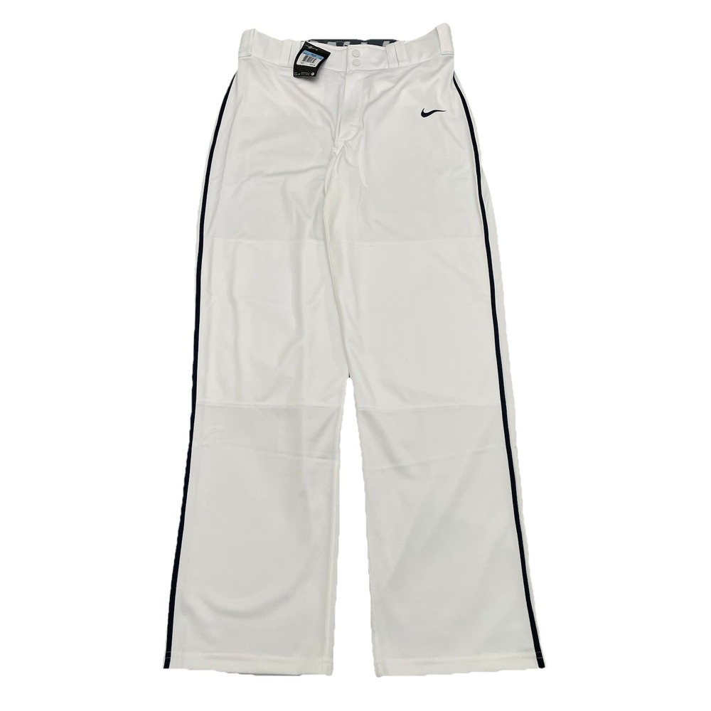 NEW Nike Longball Piped Baseball Pant Full Length Dri-Fit M White / Black 578535